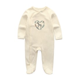 MAMIMAKA Unisex Baby Cotton Pajamas Newborn Baby Clothes Footed Bodysuit Sleep and Play Boys and Girls (COLOR3, 6-9 Months)