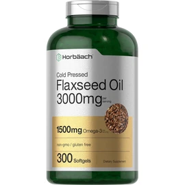 Horbäach Flaxseed Oil Softgels | 3000mg | 300 Count | with Omega 3 6 9 | by Horbaach