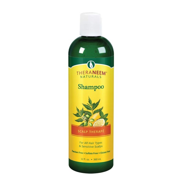 TheraNeem Scalp Therap Shampoo | Protects, Nourishes and Calms Sensitive Scalp with Organic Neem and Peppermint | 12oz