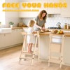 Foldable Toddler Tower, Wooden Toddler Kitchen Stool with 3 Adjustable