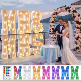 MR&MRS Letters Sign Wedding Decorations: 18 Colors 3FT Light up Letter Mr and Mrs Signs Neon Miss to Mrs Just Married Engagement Party Bridal Shower Anniversary Reception Decor Centerpiece Backdrop