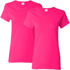 Gildan Women's Heavy Cotton Adult T-Shirt, 2-Pack, Heliconia, Medium