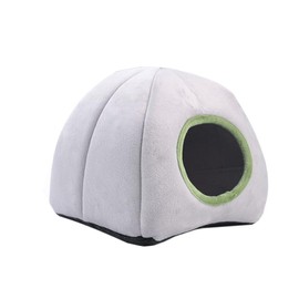 Cozy Soft Plush Tent Bed for Small Animals - Ideal Hideout Cave for Guinea Pigs, Hamsters, Bunnies, Chinchillas, Ferrets & More - Warm Comfort Shelter in Grey/Green