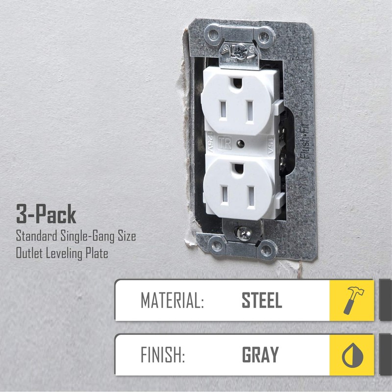 TayMac RACO Flush-Fit 999X 3PK Device Level Plate, Steel