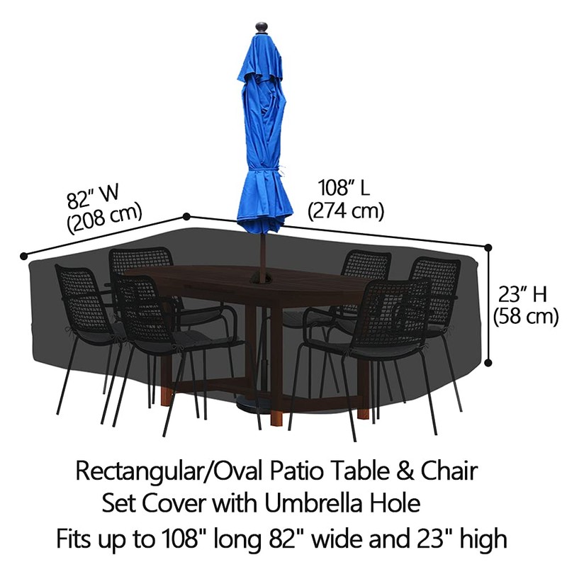 108 Inch Rectangular Oval Patio Table Chair Set Cover with
