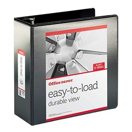 Office Depot - Binder - Heavy-Duty Easy-to-Load Slant D-Ring View Binder - Lckg D-Ring View Bindr 4" Black