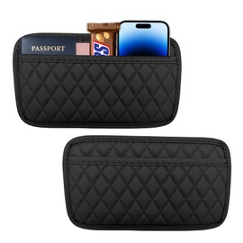 Ohleats 2 PCS Car Side Pocket Organizer, Waterproof Leather Self-Adhesive Automotive Storage Pocket Pouch, Universal Seat Gap Storage Bag for Phone Card Sunglasses, Car Accessories (Large)