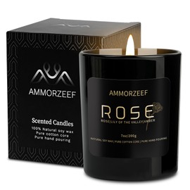 AMMORZEEF Rose Scented Candle for Women/Men,7oz Natural Soy Wax Couple Multifunctional Low Temperature Aromatherapy Candle,Burning Time 50 Hours
