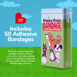 BioSwiss Bandages, Dog Shaped Self Adhesive Bandages, Latex Free Sterile Wound Care, Fun First Aid Kit Supplies for Kids, 24 Count