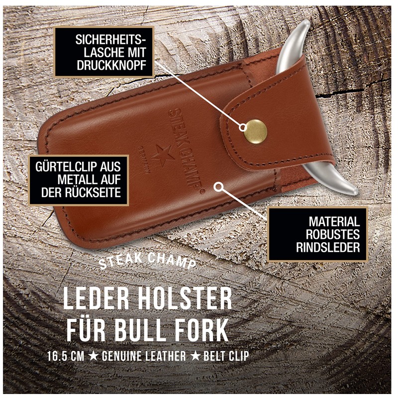 Steak Champ Leather Holster for Bull Fork Meat Fork: Leather