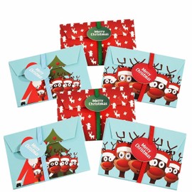 KAMACA Set of 6 Gift Boxes for Money Gifts, Voucher Packaging, Gift Wrapping, Money Voucher, Christmas (Set of 6 Gift Envelopes, Santa & Friends)