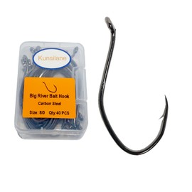 Catfish Hooks Big River Bait Hook Size 8/0,40PCS Heavy Duty Offset Flathead Fishing Hooks Saltwater Live Cut