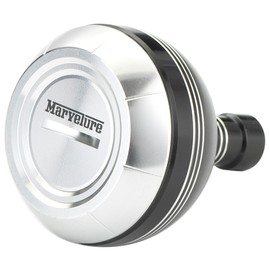 MARVELURE - Perilla de alimentación de 1.77-1.85 pulgadas (45-47 mm) compatible con carrete giratorio de agua salada tipo L Saltist, Saltiga, Catalina, BG, BG MQ (negro plata, 47 mm)