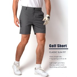 Mens Golf Shorts 7 Inch Inseam, Quick Dry Stretch Casual Lightweight Stretch Flat Front Hybrid Men's Golf Shorts for Men 32 Classic Gray