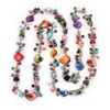 Avalaya Multicoloured Imitation Pearl, Bead and Shell Long Necklace -