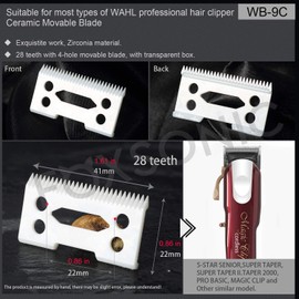 FOXSONIC Professional 2pcs ceramic blades for Wahl Senior cordless Clipper 2 Hole Clipper ceramic Blade cutter,ceramic clipper replacement blades (WHITE)