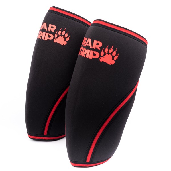 Bear Grip High Quality 7mm Knee Pads (Pair) Support and Compression for High Performance Athletes Stay Fit Without Damaging Knee (XS), Red, XL