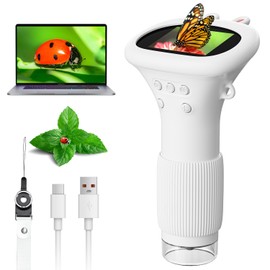 Microscope for Kids, 1000X Zoom Ahalfcit Handheld Microscope with 2 Inch Screen, Portable Microscope Camera, Birthday for 3 4 5 6 7 8 9 0 11 12 Years Old Kids,Science Educational Toys