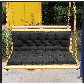 KnLoom Outdoor Swing Cushions,2-3 Seat Swing Cushions for Outdoor Furniture,Garden Benches, Swings, and Sofas,with 8 Straps (Khaki,60 * 40 * 3in)