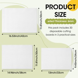 LemonRoad 30 Count Disposable Cutting Board Sheets Flexible Plastic Cutting Mats Portable Large Chopping Boards for Kitchen Cooking Traveling Camping BBQ 3 Size, 16.5 x 12 In, 15 x 12 In, 13 x 9.5 In