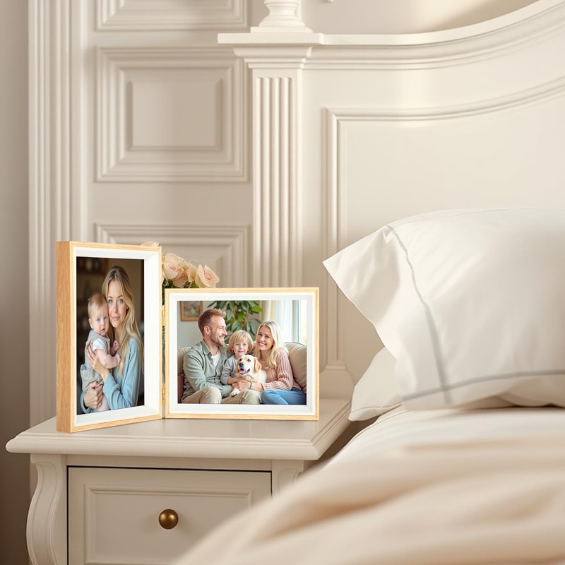 Epecfan Double Picture Frame 5x7 Vertical and Horizontal Hinged Picture