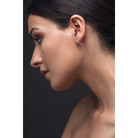 Suspender earrings, sterling silver bar earrings, ruthenium plated ear huggers, minimalist earring studs, ear huggie earrings, hypoallergenic stud earrings, gift for women (ruthenium-plated-silver)