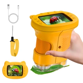 2.4" Screen Pocket Kids Microscope: 1000X Handheld Microscope for Photo and Video - Portable Science Kits STEM Toys – Christmas/Birthday Gifts for Girls & Boys Ages 3-12(Orange)