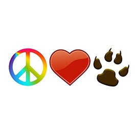 Bargain Max Decals Peace, Love, Dogs Paw Print Window Laptop Car Sticker 6" Wide
