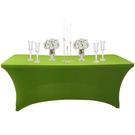 Green Spandex Tablecloths 4ft for Rectangle Table,Stretchable Tablecloth Washable Table Cover,Fitted Spandex Stretch Patio Table Covers for Event,Wedding,Banquet,Parties,Covering Stalls,Exhibitions