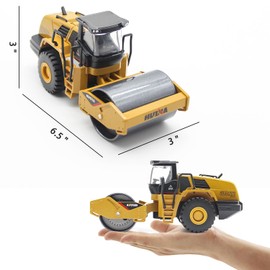 Dollox Die-cast Road Roller Toys 1/50 Scale Metal Engineering Road Planer Vehicle Truck Toy High Detail Construction Vehicles Model Road Roller Decoration Toy Gift for Kids