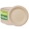 GreenWorks 100 Count 6“ Small Compostable Dessert Plates, Heavy-duty Unbleached