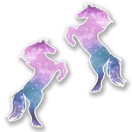2 x 10cm Prancing Stars Horse Vinyl Sticker Laptop Car Helmet Kids Girls #6431 (7cm Wide x 10cm Tall)