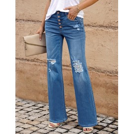 LookbookStore Stretch Jeans for Women High Waist Jeans Jean Outfits for Women Plus Size Flare Jeans for Women Lapis Longing Size Medium Fits Size 8 / Size 10