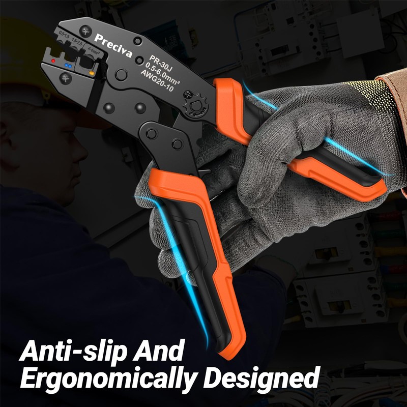 Preciva Crimping Tool Kit for Insulated Wire Connectors, AWG20-10 Ratcheting