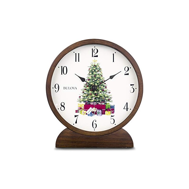Bulova B1866 Holiday Sounds Mantel Clock, Walnut Stain 9.5 x