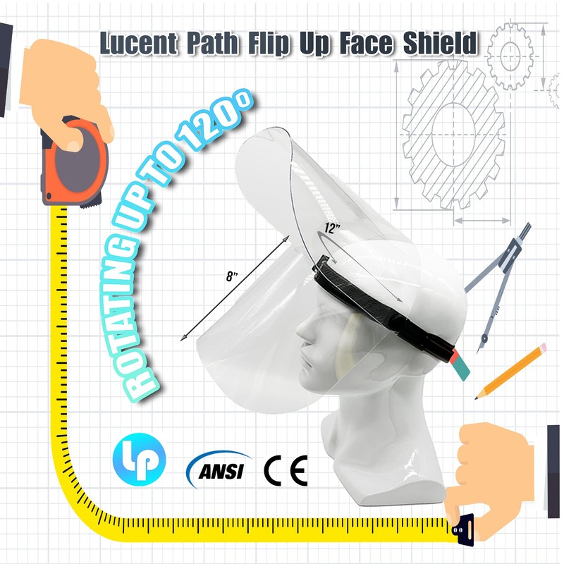 Lucent Path Flip Up Face Shield - Safety Clear Plastic