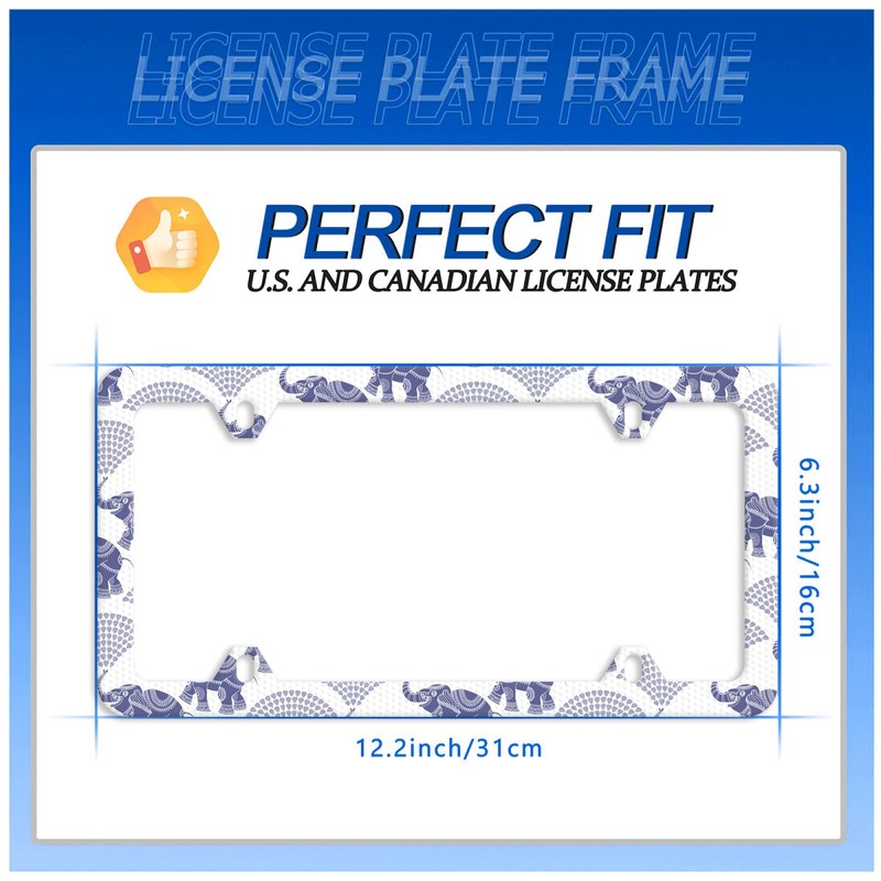 Elephant License Plate Frame Animal License Plate Stainless Steel Auto
