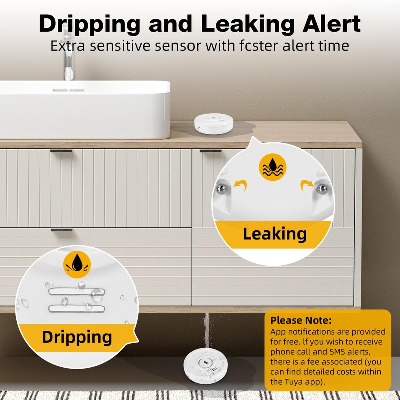 Douevo 5 Pack WiFi Water Leak Sensor, 100 dB Water