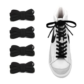 UamGlsob 2 Pairs 5/16" Flat Elastic Shoe Lace, 27"-72" Length Stretch Shoelaces Strings Replacement for High Top Sneakers (Black, 36''/92cm)