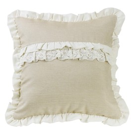 HiEnd Accents Ruffle Trim and Lace/Ruffle Accent Pillow, 18X18