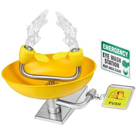 Eye Wash Station, Wall-Mounted Emergency, Portable First Aid Eyewash Station Eye Irrigation Sign, 304 Stainless Steel, Enhanced ABS Surface Coating