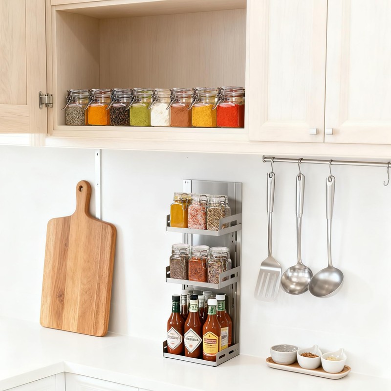ComSaf Square Small Glass Spice Jars with Airtight Lids 4