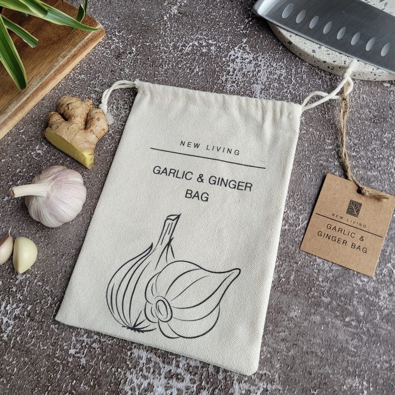 New Living Organic Linen Cotton Garlic & Ginger Bags Eco