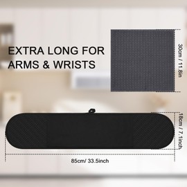 Philorn Black Silicone Oven Gloves 33.5" Extra Long Oven Mitts with Non-Slip Surface for Baking, Cooking, BBQ