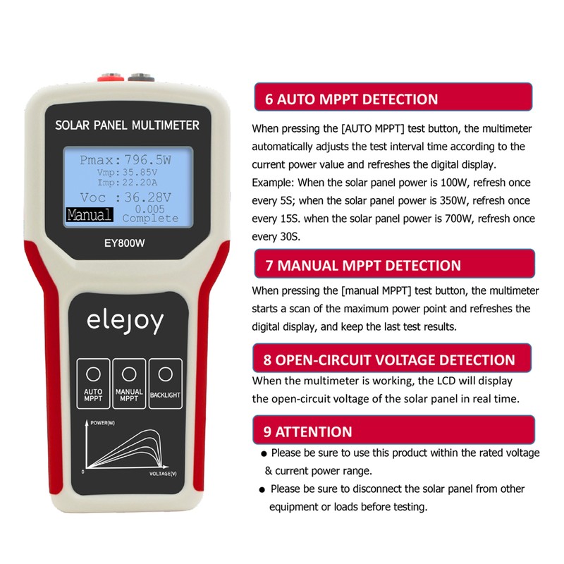 Upgrades Handheld Portable Photovoltaic Panel Power Supplys Multimeter Auto Manual