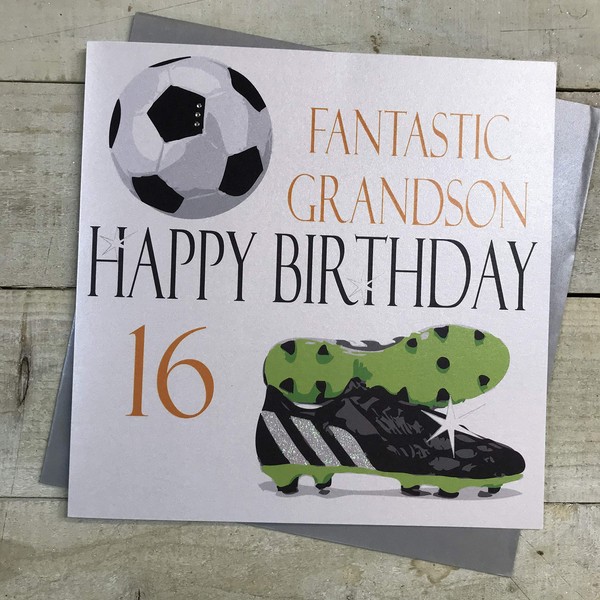 White Cotton Cards Large Fantastic Grandson Happy Birthday 16" Handmade 16Th Birthday Card
