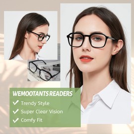 WEMOOTANTS Square Reading Glasses For Women Trendy Lightweight Readers 1.0 1.25 1.5 1.75 2.0 2.25 2.5 2.75 3.0 3.5 4.0 5.0 6.0 (Black 1.25)