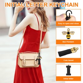 Initial Letter Keychain Alphabet Keyring for Teacher Letter A-Z Keychain for Friends Colleague Initials Keyring for Purse Backpacks Handbags Letter Pendant Car Keyring Graduation Gifts (Letter I)