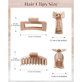 Mesovor 4 Pack Silicone Flexible Hair Claw Clips, Nonslip Large Bendable Claw Clip | Soft Hair Grip Hairclips for Thin and Thick (Dark Khaki, Light Khaki)