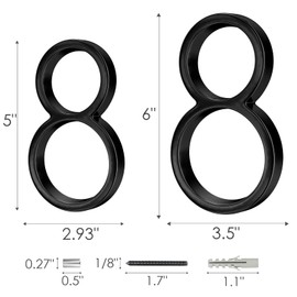 6 Inch Stainless Steel Floating House Number, Metal Modern House Numbers, for Outdoor Mailbox Yard Home Wall DoorGarage Gate with Nail Kit, Coated Black, 911 Visibility Signage